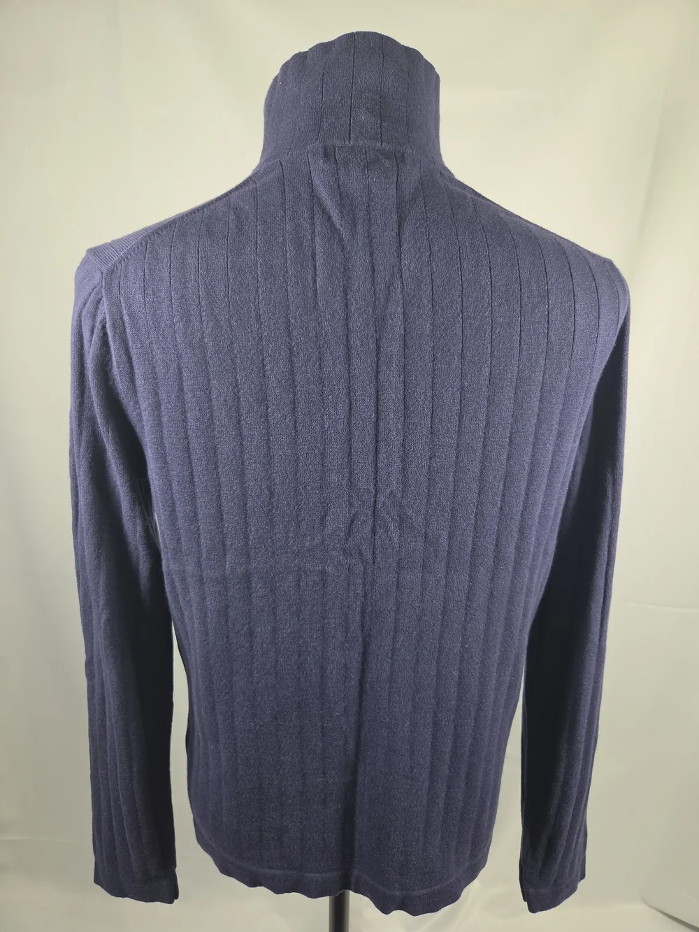 Banana Republic Cotton Cashmere Navy Ribbed Quarter-Zip Sweater